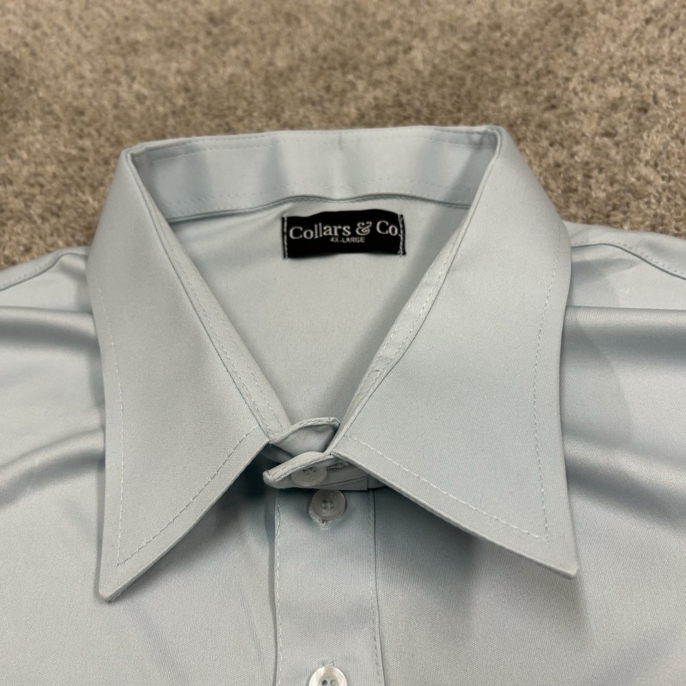 Collars and Co Polo Shirt Mens 4XL Blue Performance Short Sleeve Dress Collar
